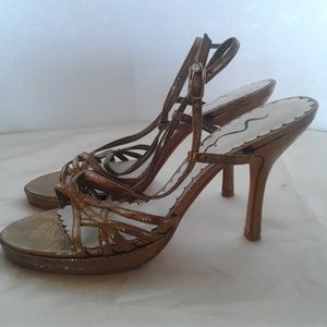 mina strappy bronze high heels